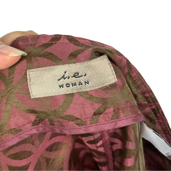 I.E. Woman Vintage Earthy Muted Satin Metallic Geometric A Line Circle Skirt 20W - Picture 6 of 8